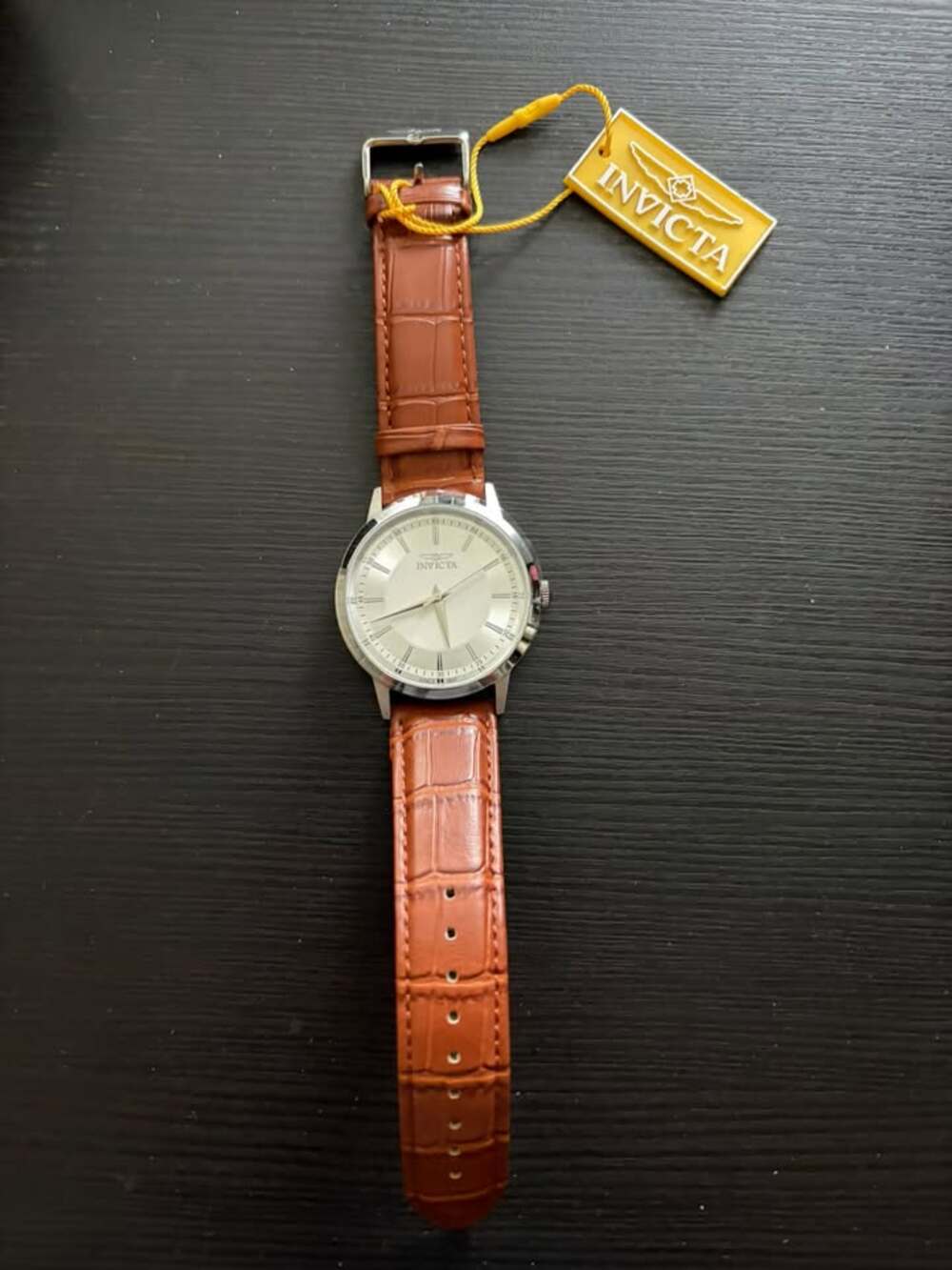 Invicta Celestial Men’s Watch 43mm White/Silver Dial Brown Leather Band (New)